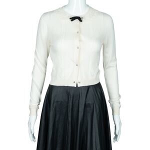 MIU MIU Ivory Cashmere Knit Cardigan Sweater Size XS